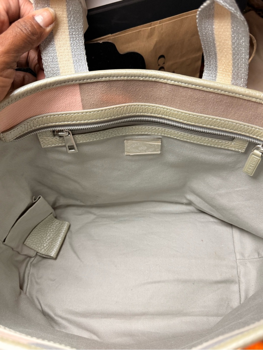 Bally Pink, Gray and White Logo Patchwork Tote - Picture 11 of 16